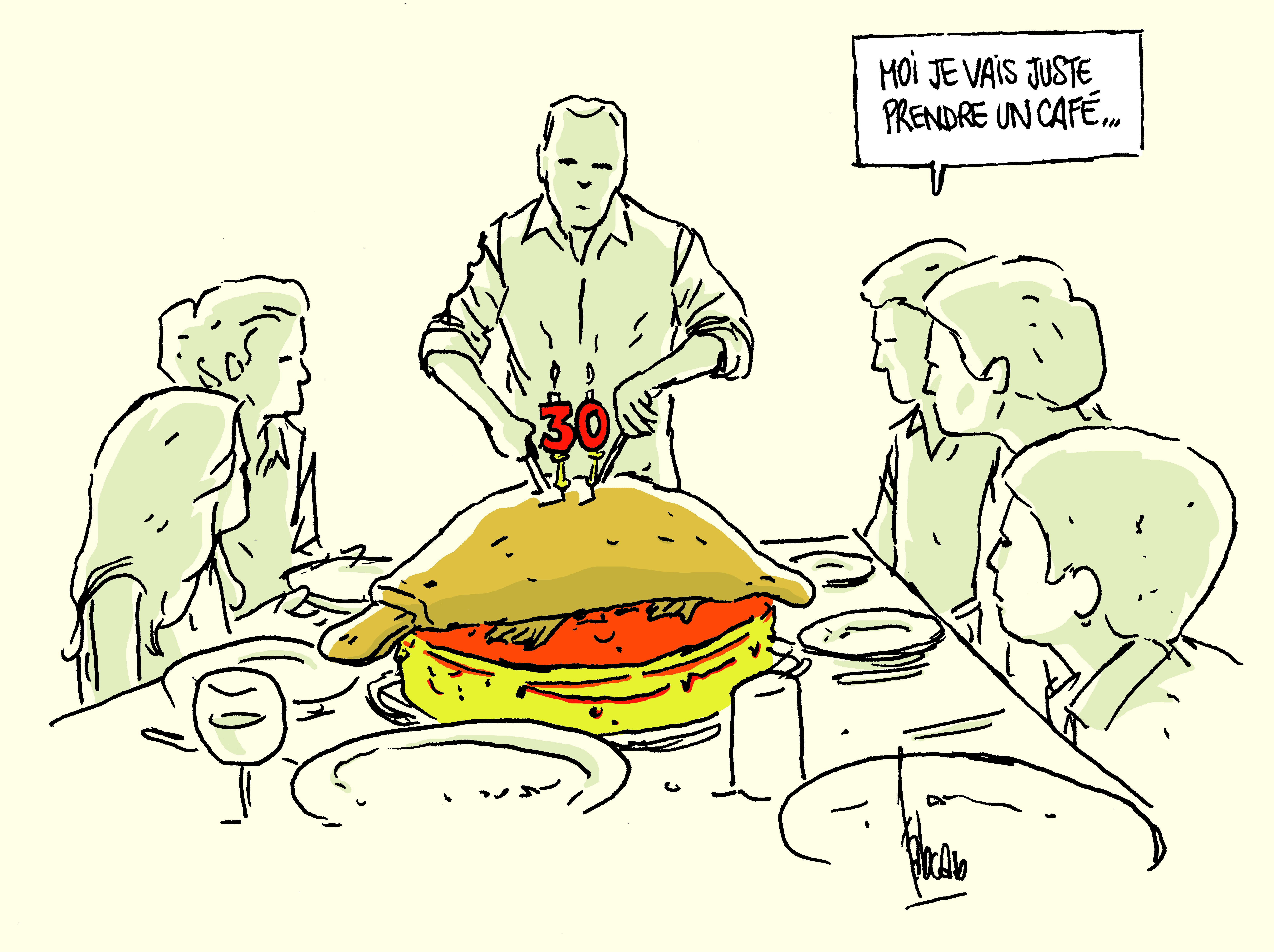Illustration de Fabcaro Illustration pour les 30 ans de 6 pieds sous terre, Fabcaro